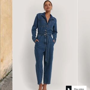 NWT Belted Denim Jumpsuit